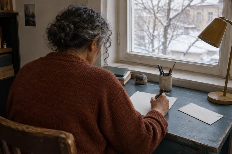 A person preparing to write an appeal letter at a desk.